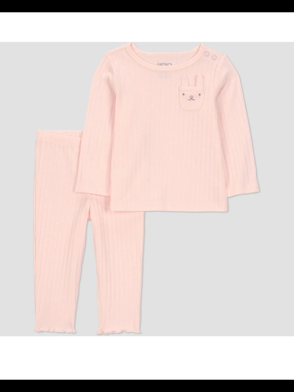 NWT Carter's Baby Pink Ribbed 2-Piece Bunny Pocket Outfit Set NB 2 sets TWIN SET